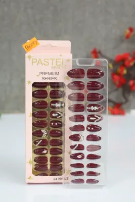 Pastel Beauty False Nails Stone Berry-24pcs